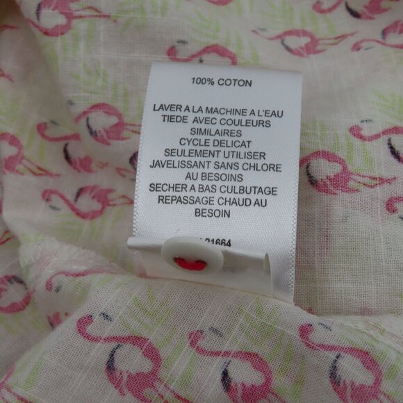 Foxcroft Women 6 Pink Flamingo Green Palm Leaf Collared Button Shirt Top Blouse - Picture 10 of 12